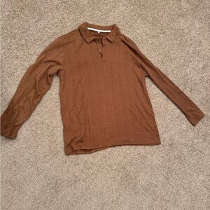 NEVER WORN Brown Long Sleeve Polo Shirt